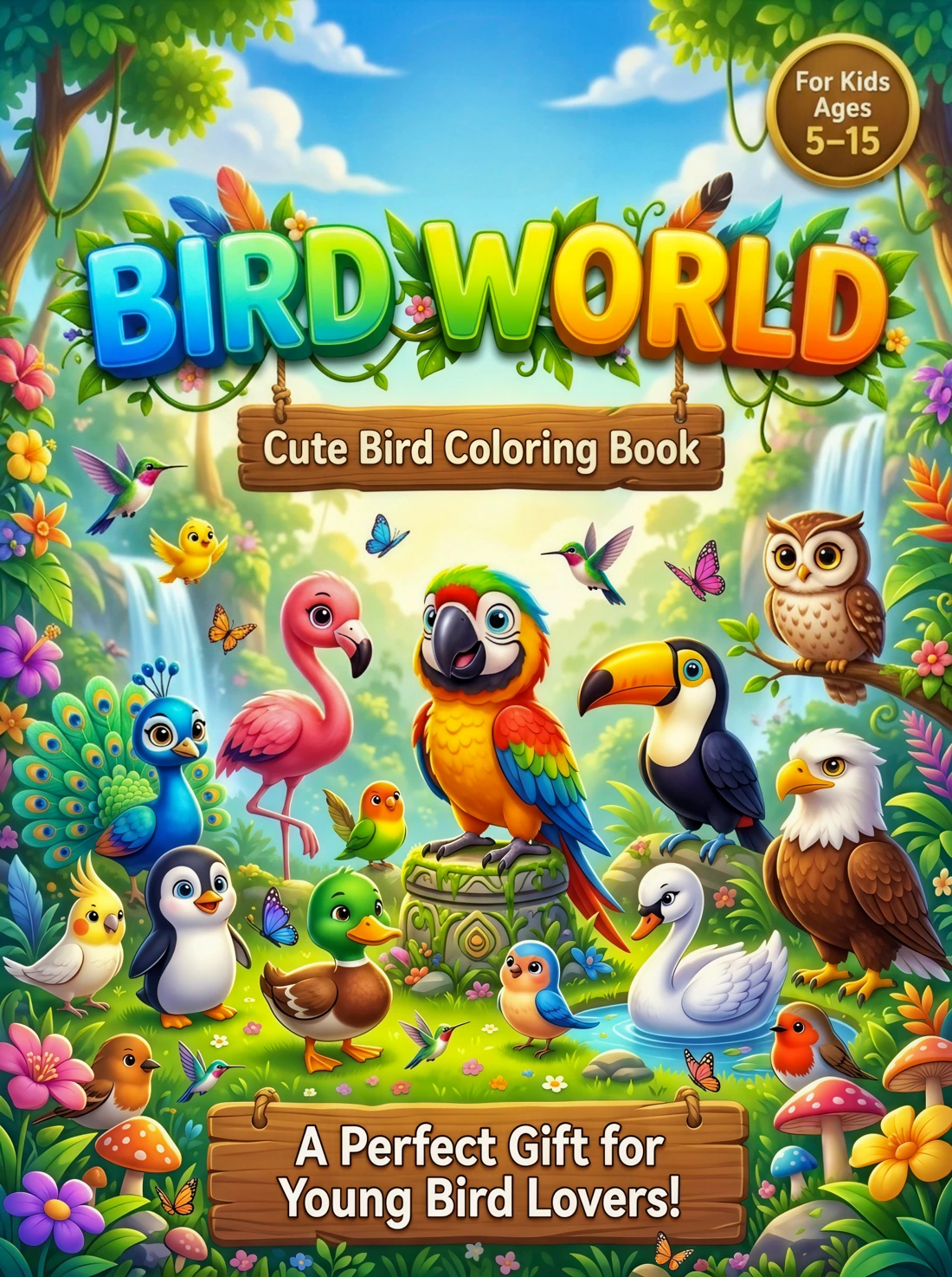 Bird World Cute Bird Coloring Book cover