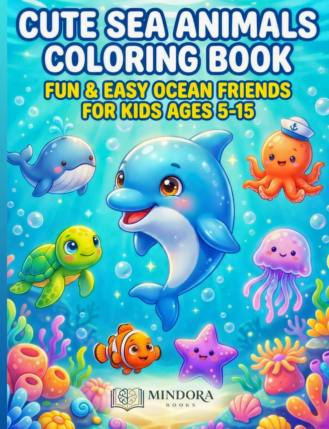 Cute Sea Animals Coloring Book cover
